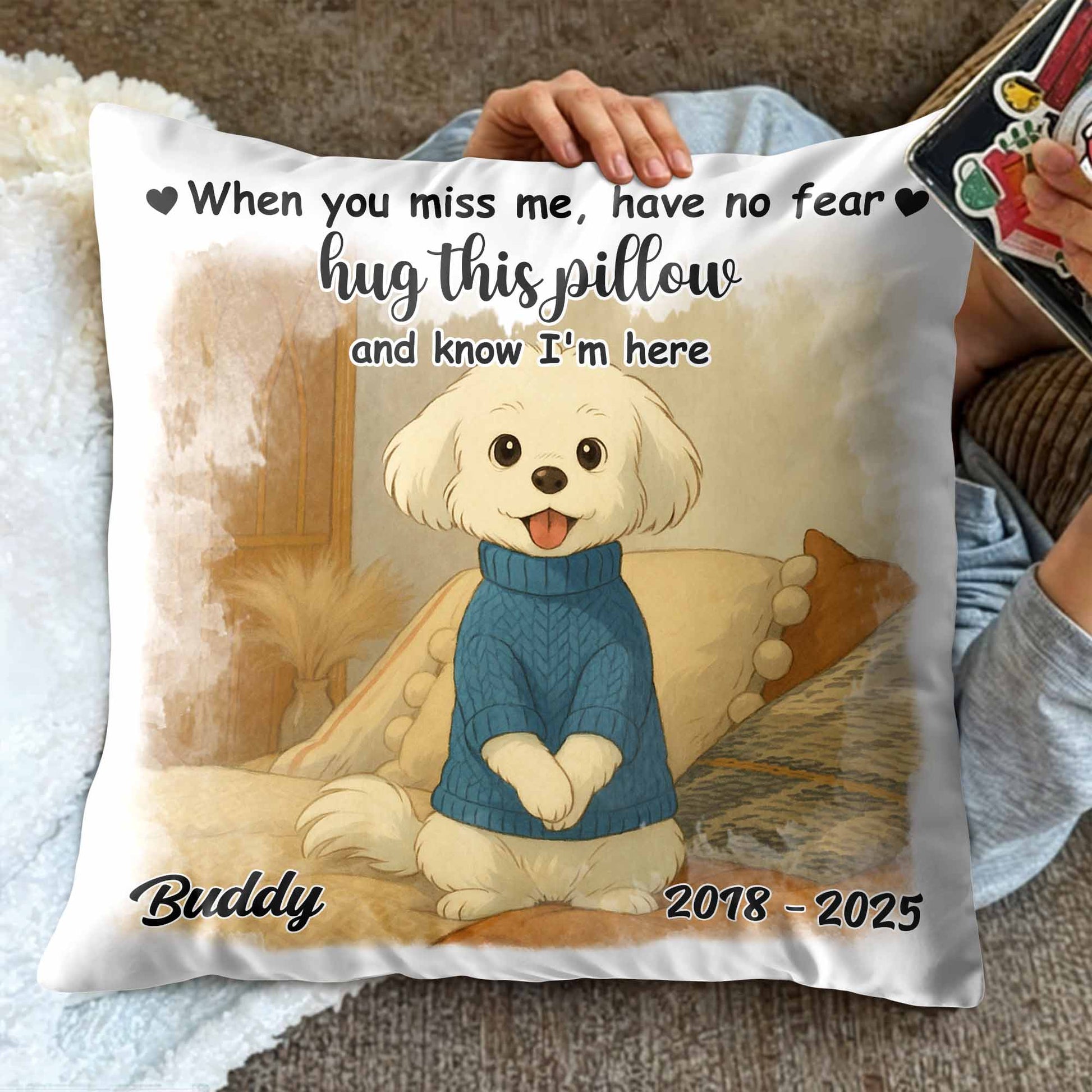 When You Miss Me Hug This Pillow Dog Design