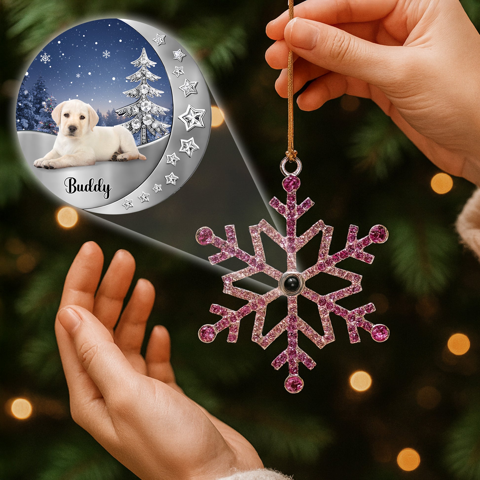 Special Moments With Puppy And Winter Scene Ornament