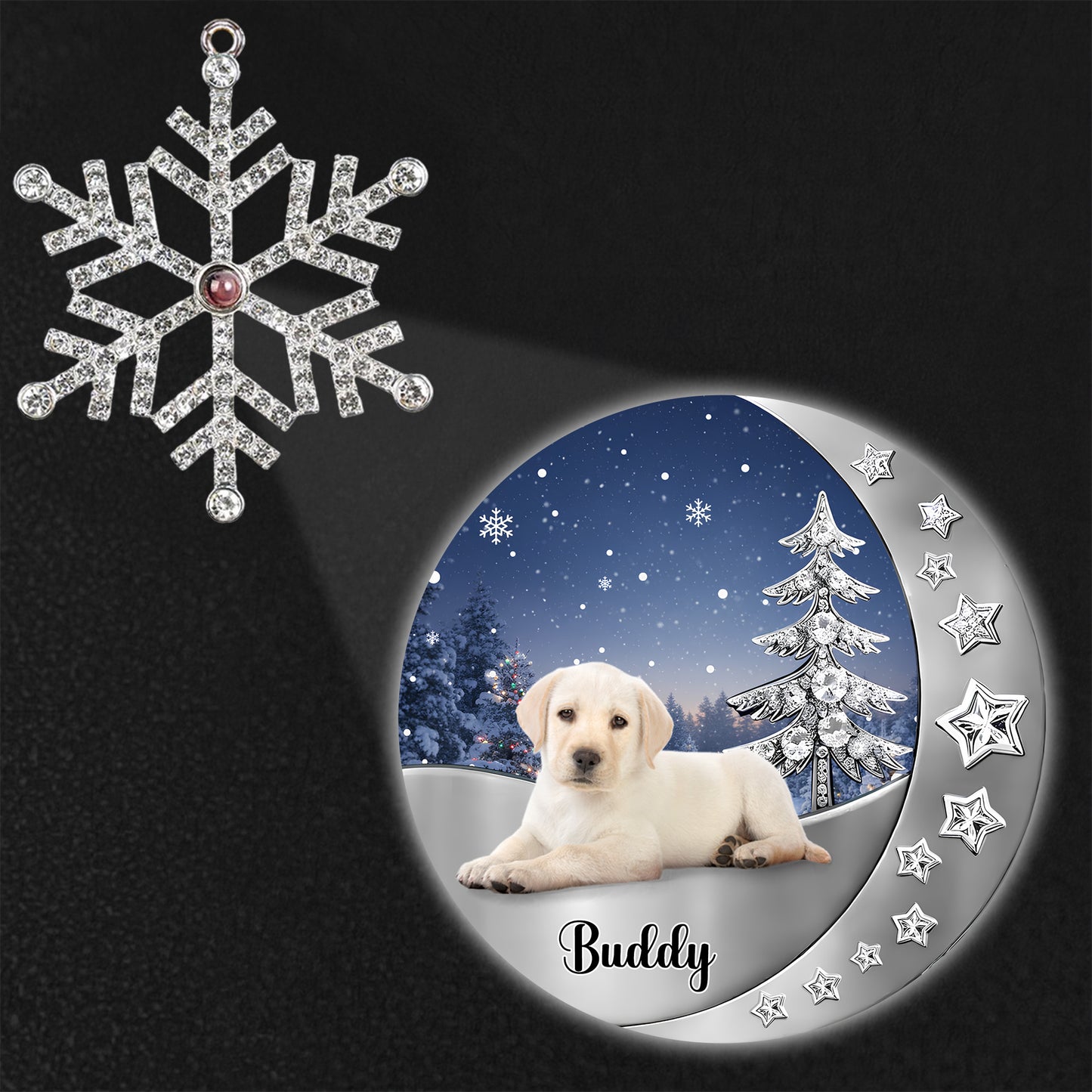 Special Moments With Puppy And Winter Scene Ornament