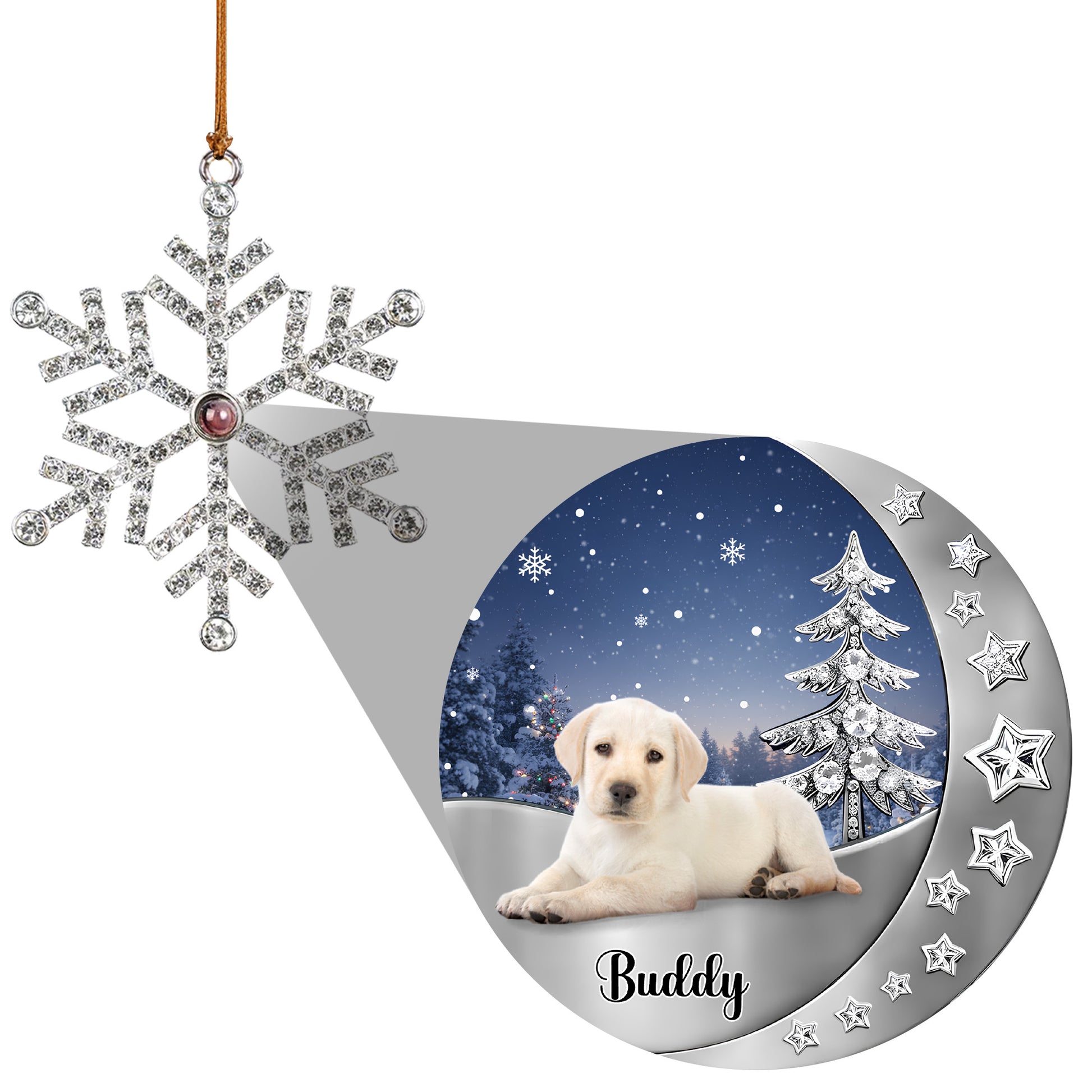 Special Moments With Puppy And Winter Scene Ornament