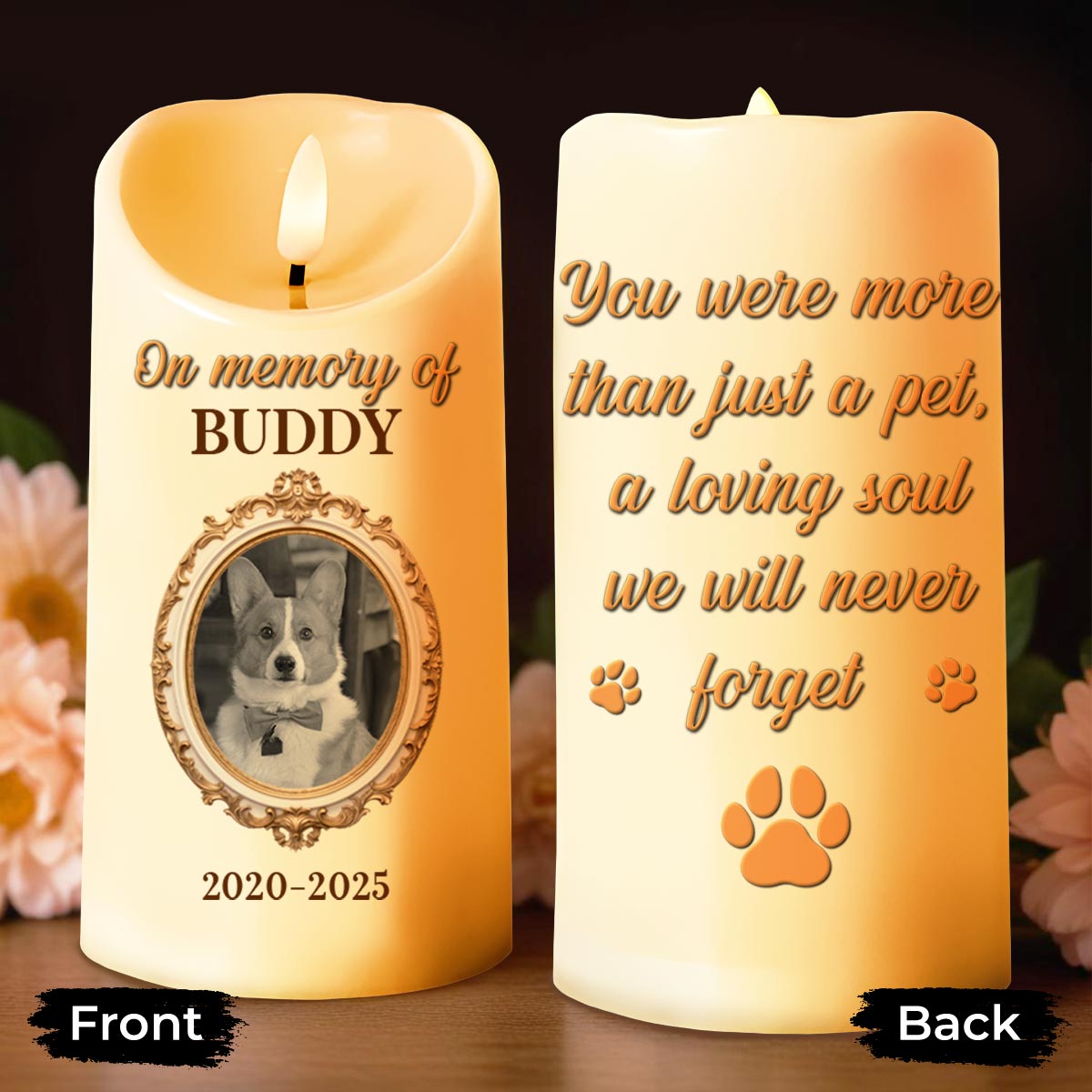 In Memory Of A Beloved Pet With Paw Prints And Photo
