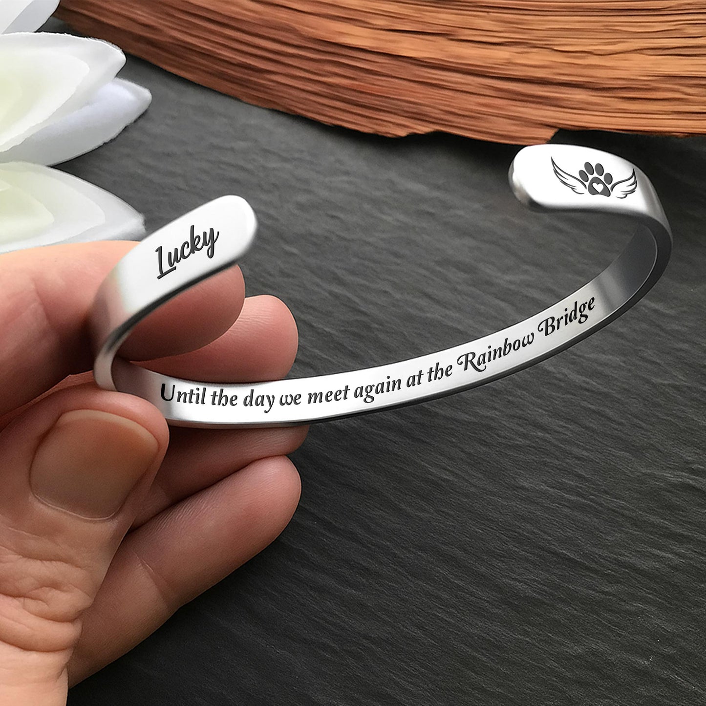 Until the Day We Meet Again at the Rainbow Bridge Paw Bracelet