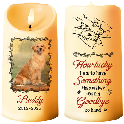 How Lucky I Am, Dog And Paws Memorial Candle