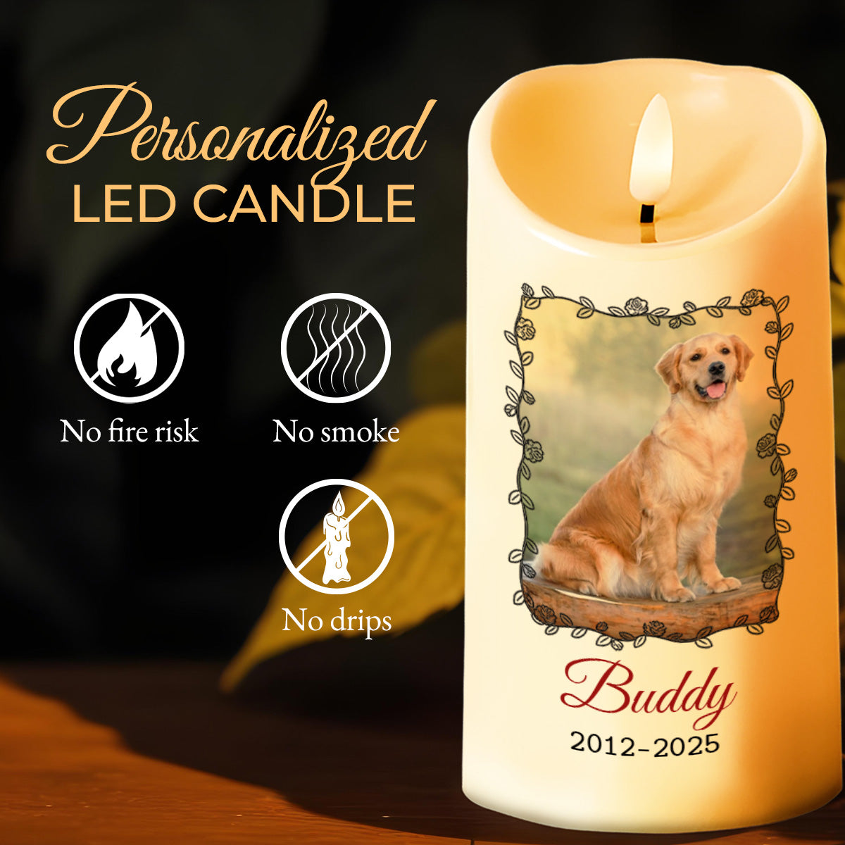 How Lucky I Am, Dog And Paws Memorial Candle - Personalized Custom LED Candle - PME083_LECA