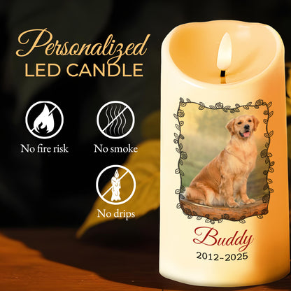 How Lucky I Am, Dog And Paws Memorial Candle - Personalized Custom LED Candle - PME083_LECA