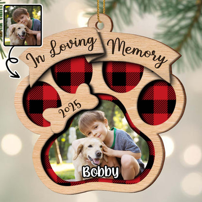 In Loving Memory, Paw Prints And Plaid Pattern