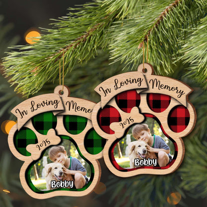 In Loving Memory, Paw Prints And Plaid Pattern