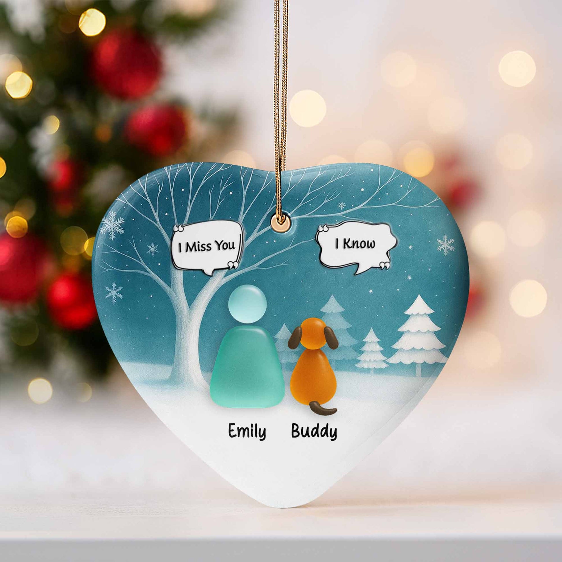 I Miss You I Know With Snowy Trees And Dog