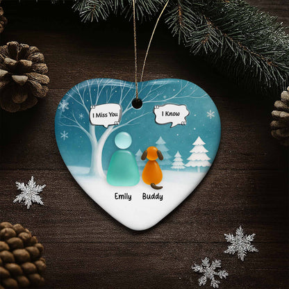 I Miss You I Know With Snowy Trees And Dog