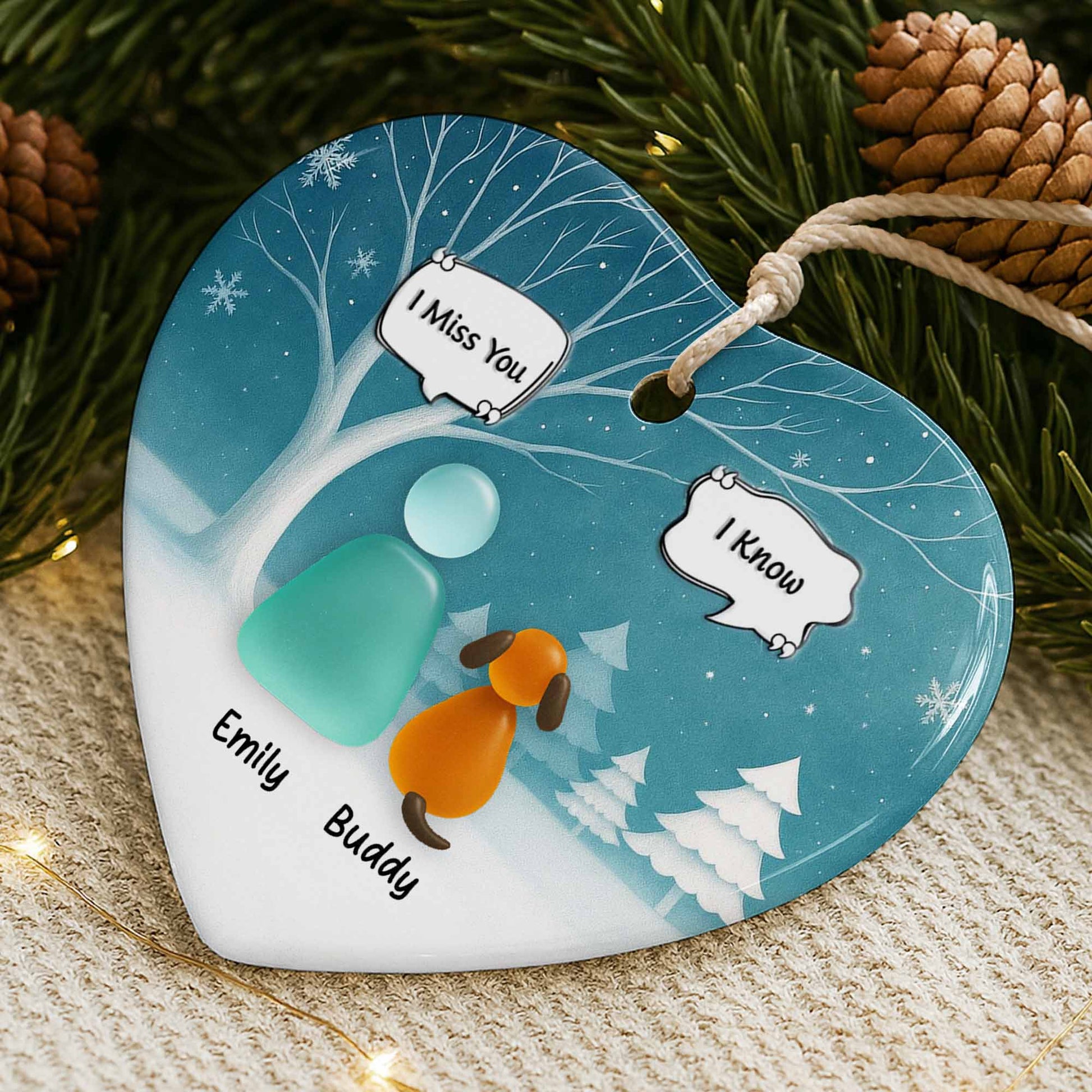 I Miss You I Know With Snowy Trees And Dog