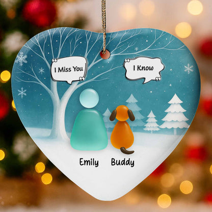 I Miss You I Know With Snowy Trees And Dog