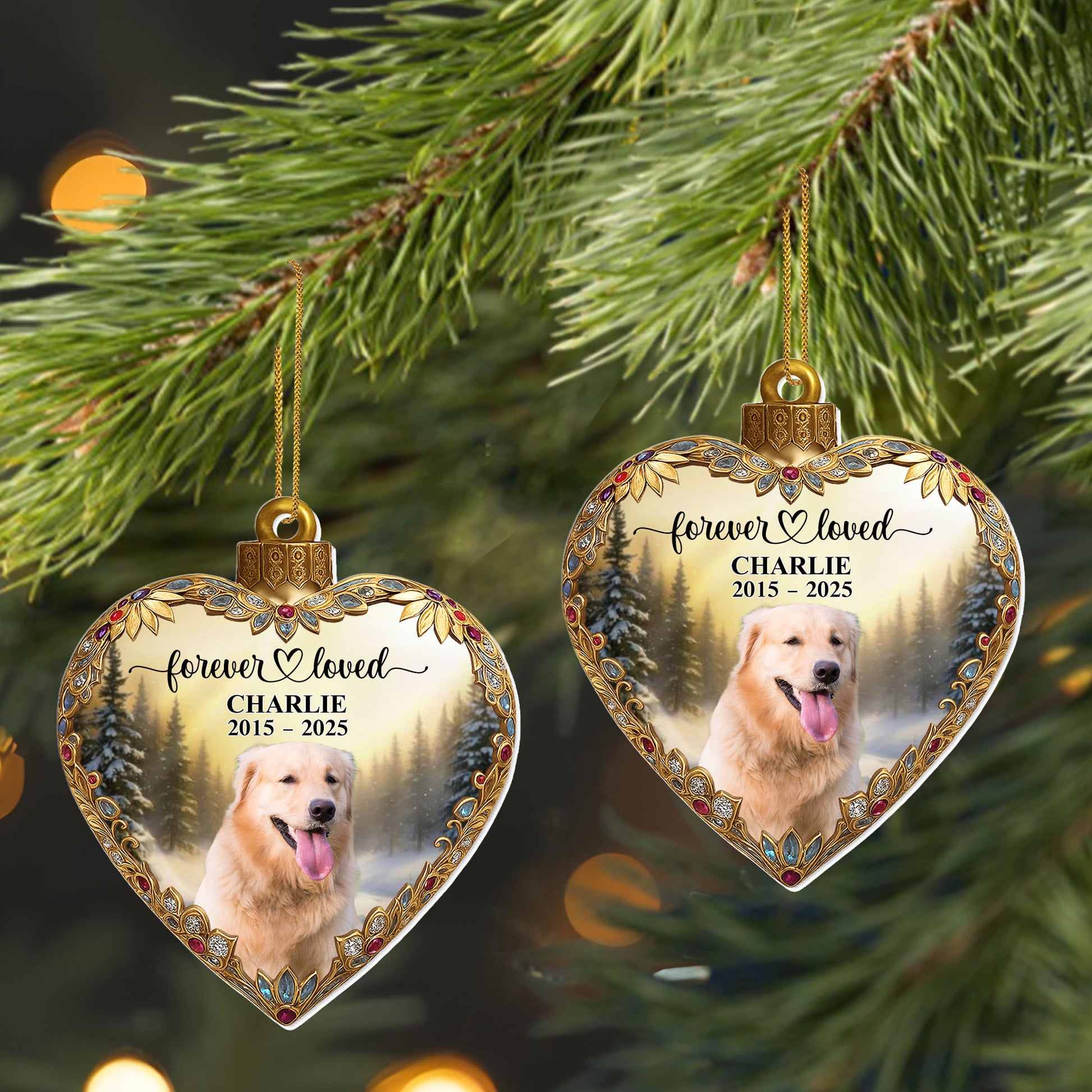 Forever Loved, Heart With Decorative Dog Portrait