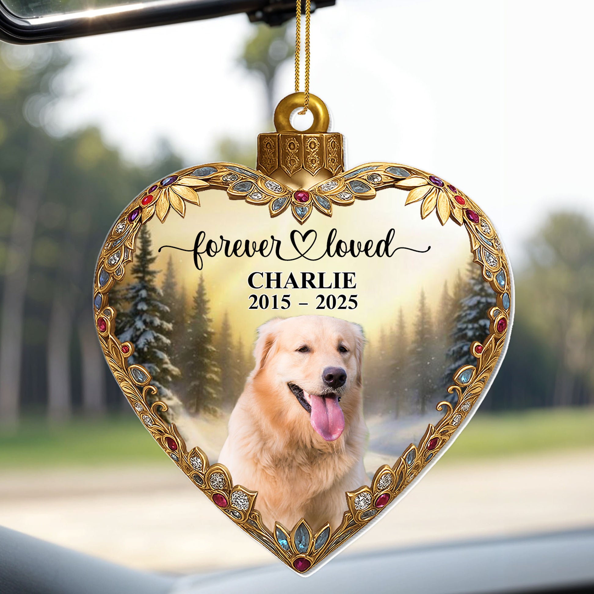 Forever Loved, Heart With Decorative Dog Portrait
