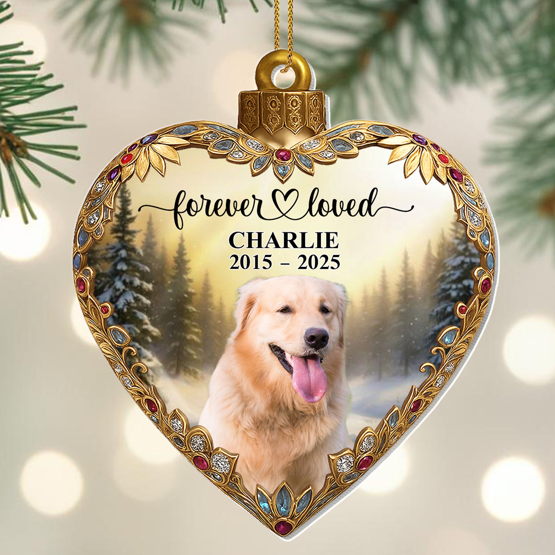Forever Loved, Heart With Decorative Dog Portrait