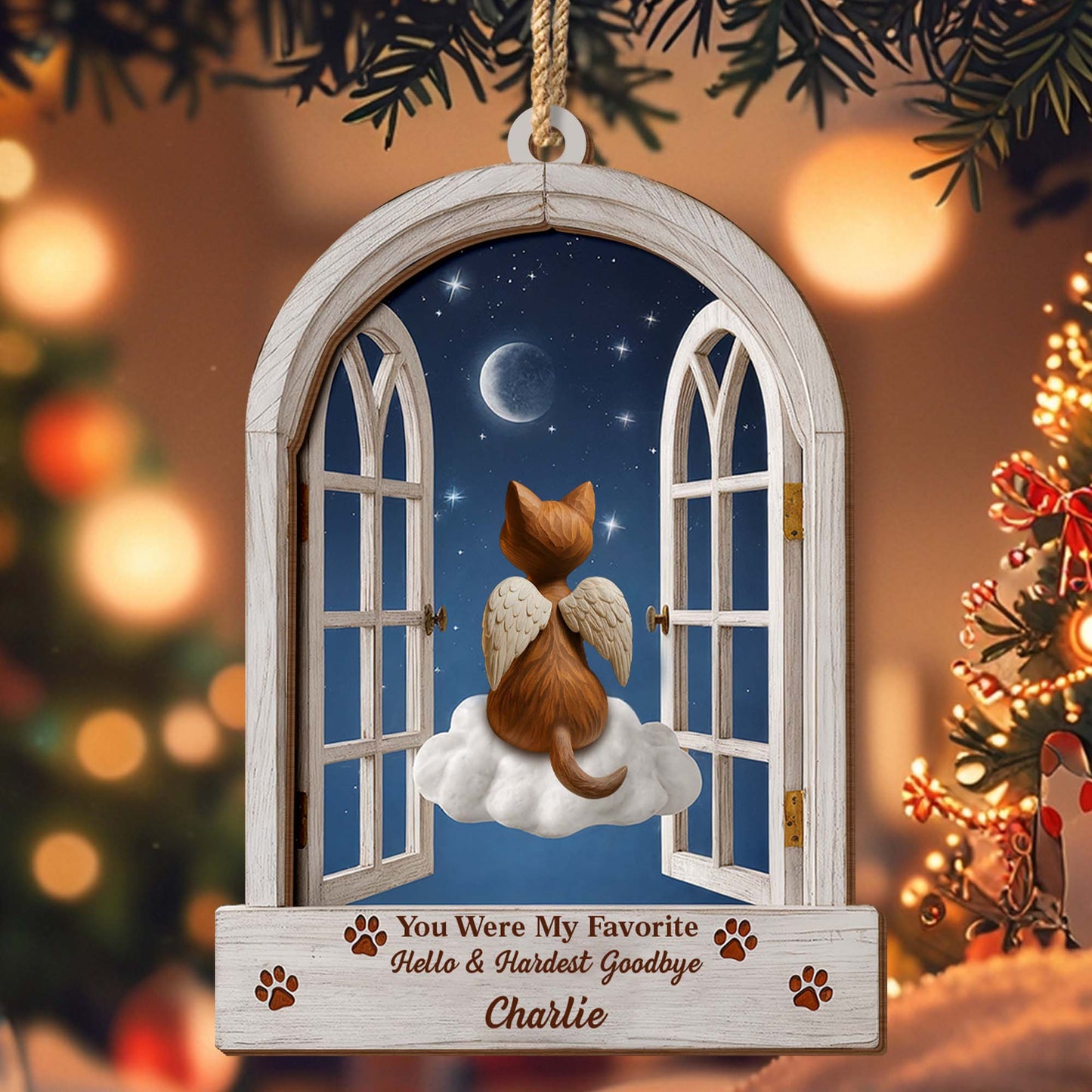 Favorite Hello & Hardest Goodbye Angel Dog Ornament