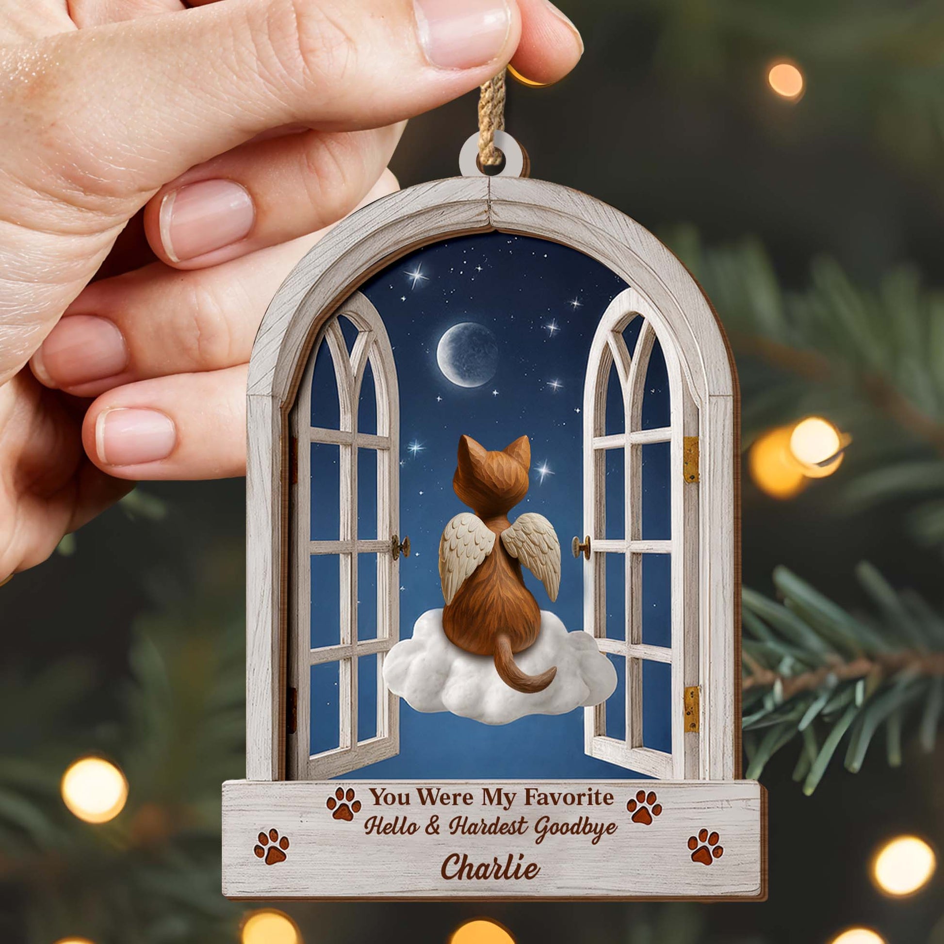 Favorite Hello & Hardest Goodbye Angel Dog Ornament