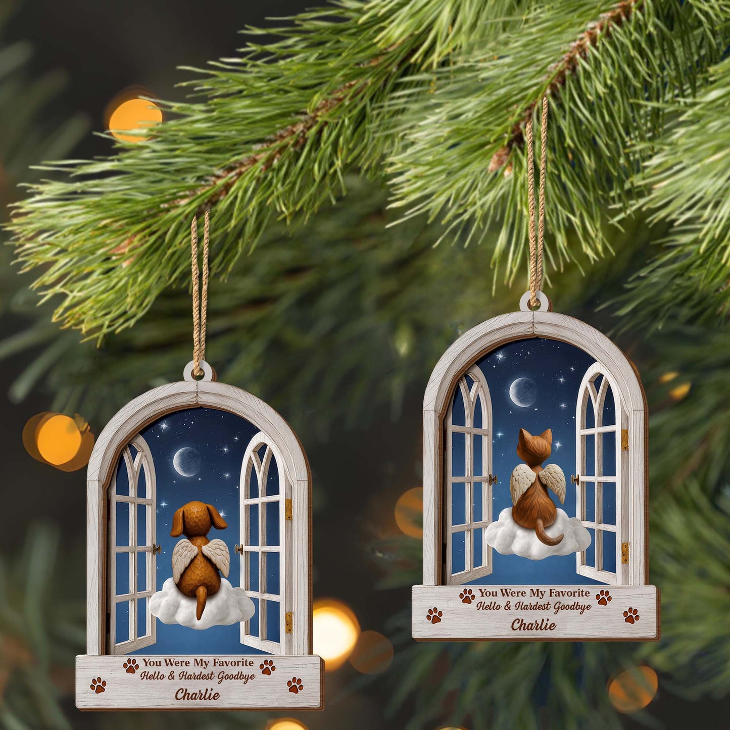 Favorite Hello & Hardest Goodbye Angel Dog Ornament