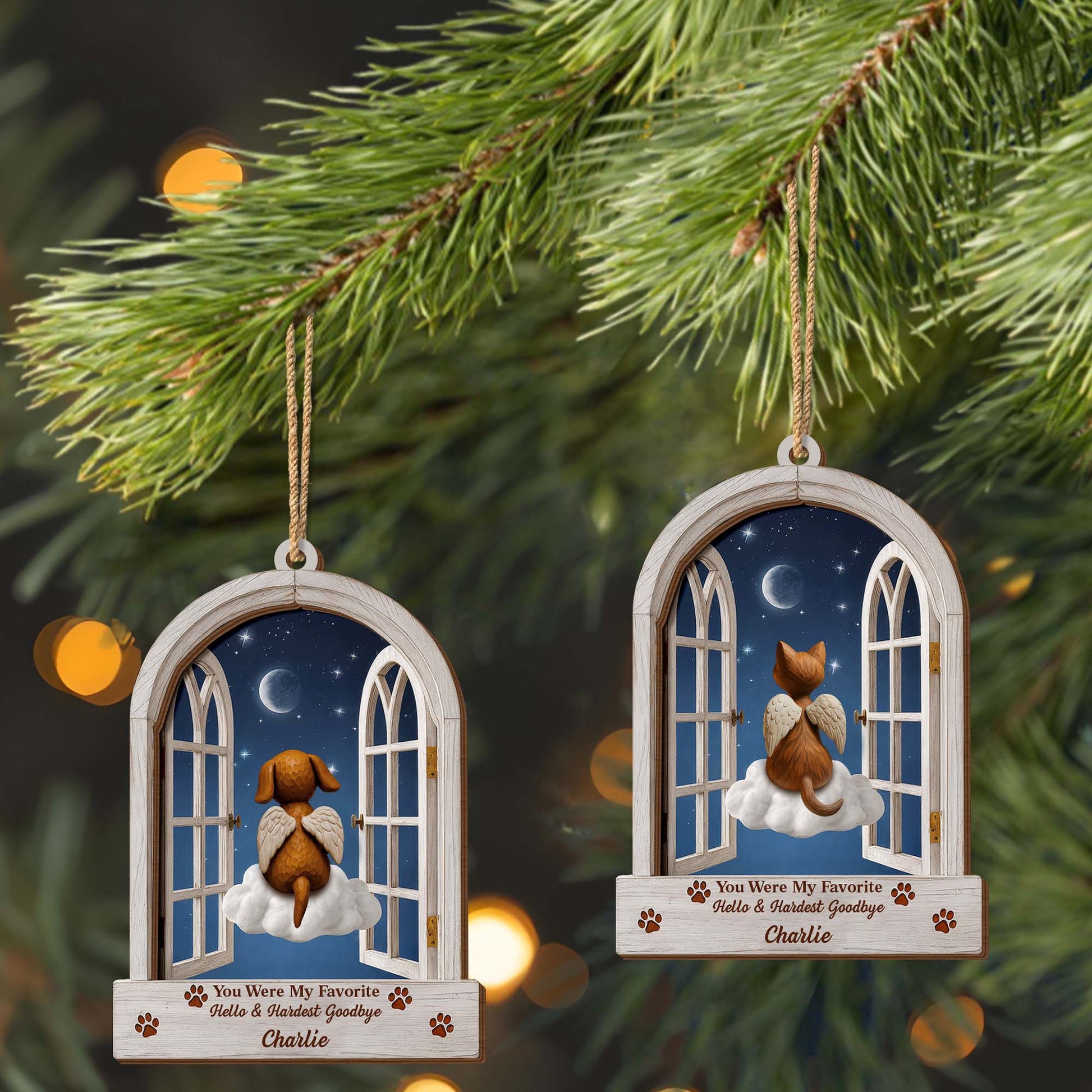 Favorite Hello & Hardest Goodbye Angel Dog Ornament