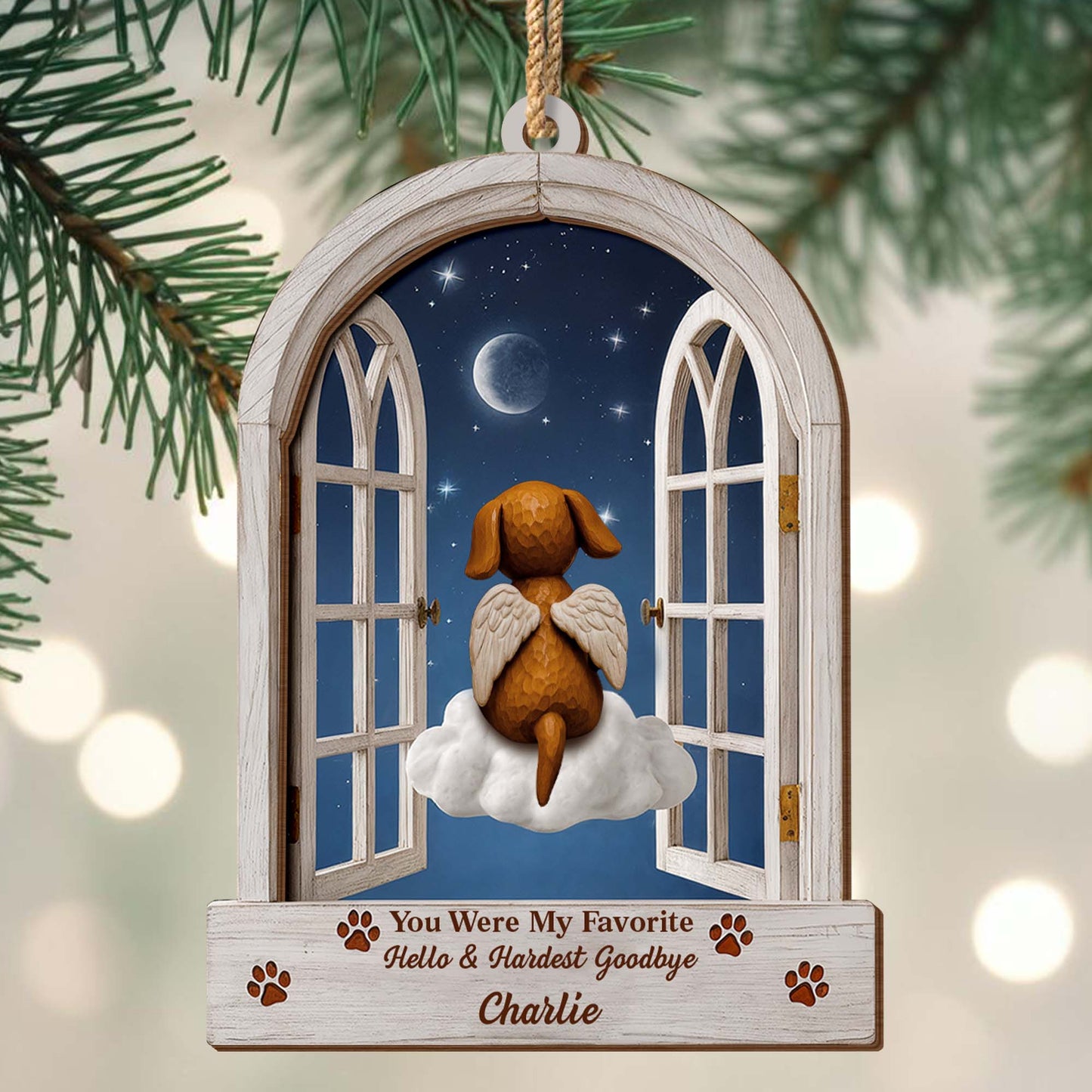 Favorite Hello & Hardest Goodbye Angel Dog Ornament