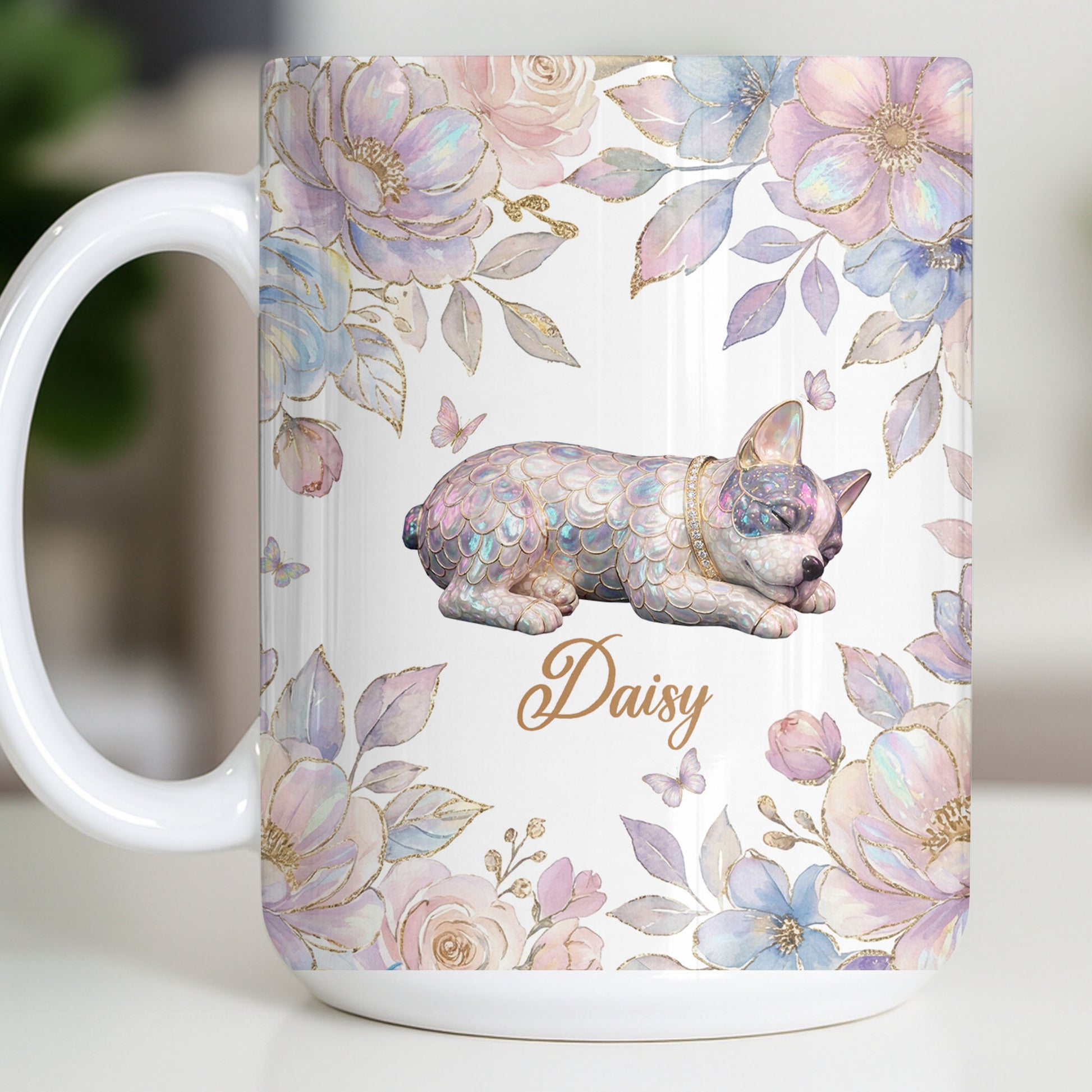 Surround Yourself With Love And Joy Featuring Dog And Flowers