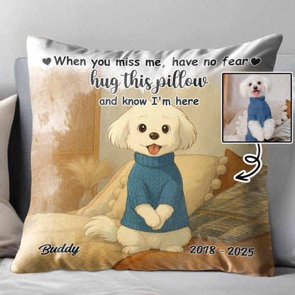 Oreiller personnalisé « Quand tu me manques » avec motif chien - Coussin personnalisé, insert inclus - PME072_PLW
