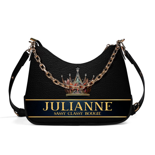 Queen Black - Personalized Custom Chain Crossbody Handbag - Q02BCH