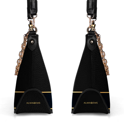 Queen Black - Sac à main bandoulière personnalisé avec chaîne - Q02BCH