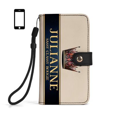 Queen Beige - Cartera de cuero personalizada para teléfono - Q02BGPW