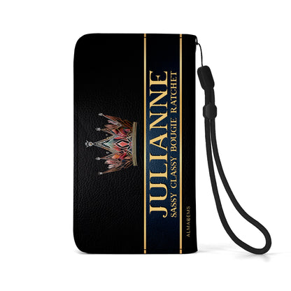 Queen Black - Portefeuille en cuir personnalisé pour téléphone - Q02BPW