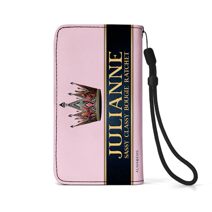 Portefeuille en cuir personnalisé Queen Pink pour téléphone - Q02PPW