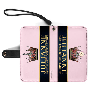 Portefeuille en cuir personnalisé Queen Pink pour téléphone - Q02PPW