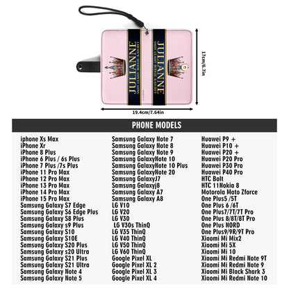 Portefeuille en cuir personnalisé Queen Pink pour téléphone - Q02PPW