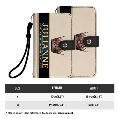 Queen Beige - Cartera de cuero personalizada para teléfono - Q02BGPW