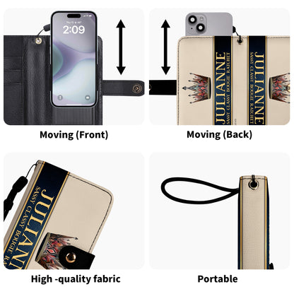 Queen Beige - Cartera de cuero personalizada para teléfono - Q02BGPW