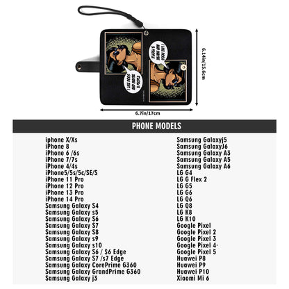 Personalice con arte y texto personalizados - Billetera de cuero personalizada para teléfono - QCUSTOM01PW