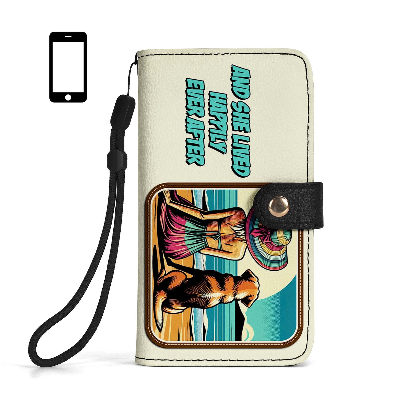 Arte y texto personalizados especiales para mascotas: billetera de cuero para teléfono personalizada - QCUSTOM06PW
