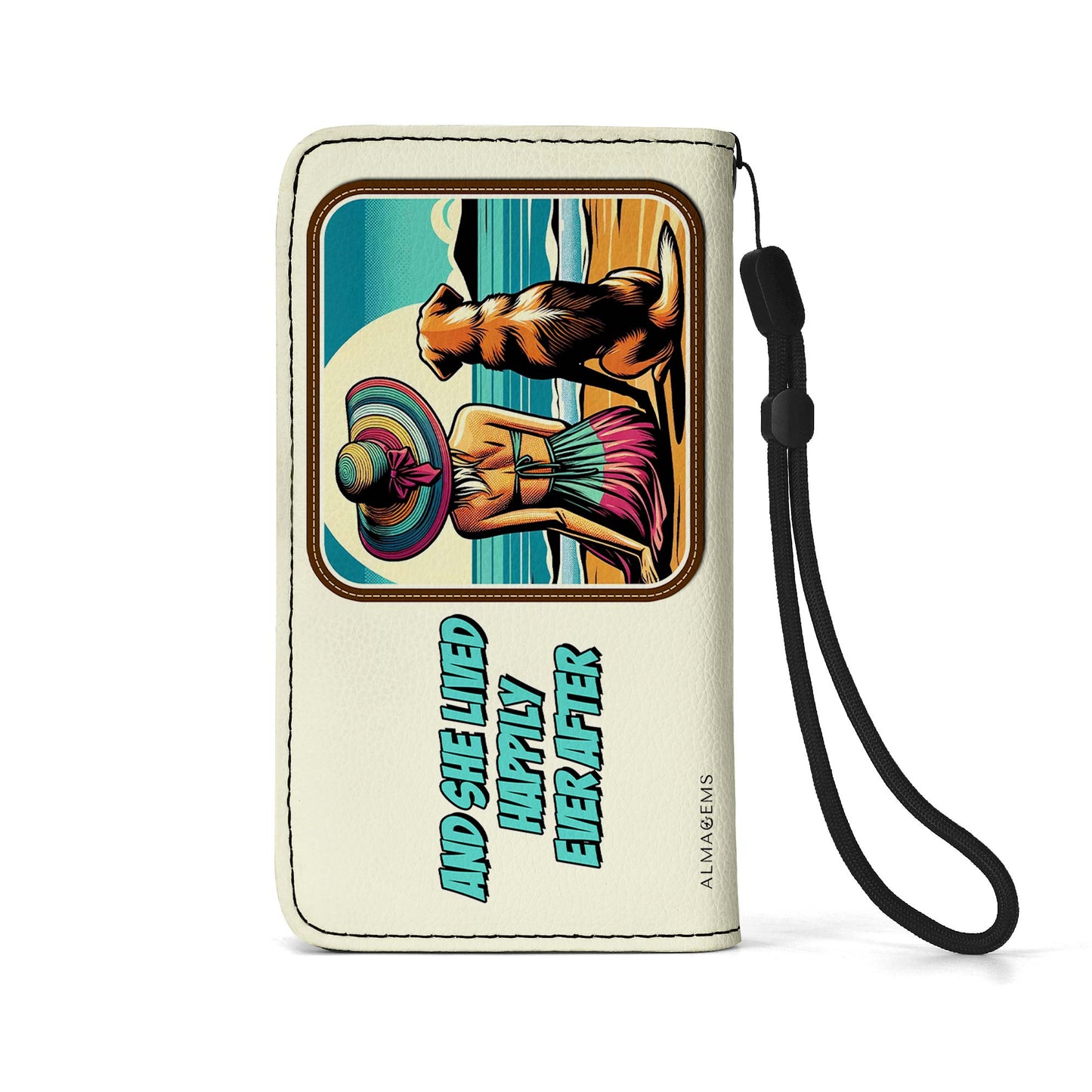 Arte y texto personalizados especiales para mascotas: billetera de cuero para teléfono personalizada - QCUSTOM06PW