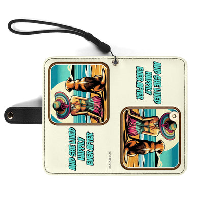 Arte y texto personalizados especiales para mascotas: billetera de cuero para teléfono personalizada - QCUSTOM06PW