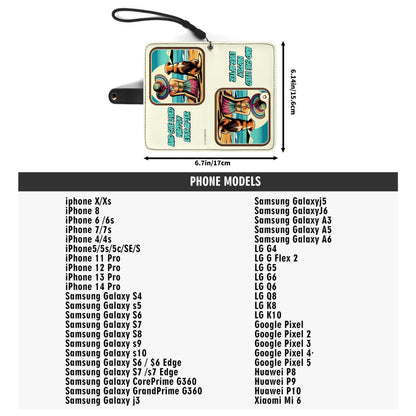 Arte y texto personalizados especiales para mascotas: billetera de cuero para teléfono personalizada - QCUSTOM06PW
