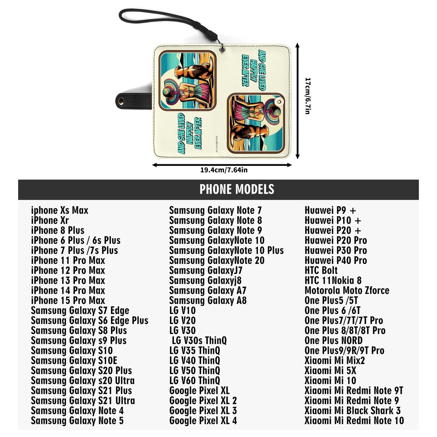 Arte y texto personalizados especiales para mascotas: billetera de cuero para teléfono personalizada - QCUSTOM06PW