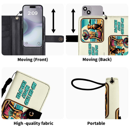 Arte y texto personalizados especiales para mascotas: billetera de cuero para teléfono personalizada - QCUSTOM06PW