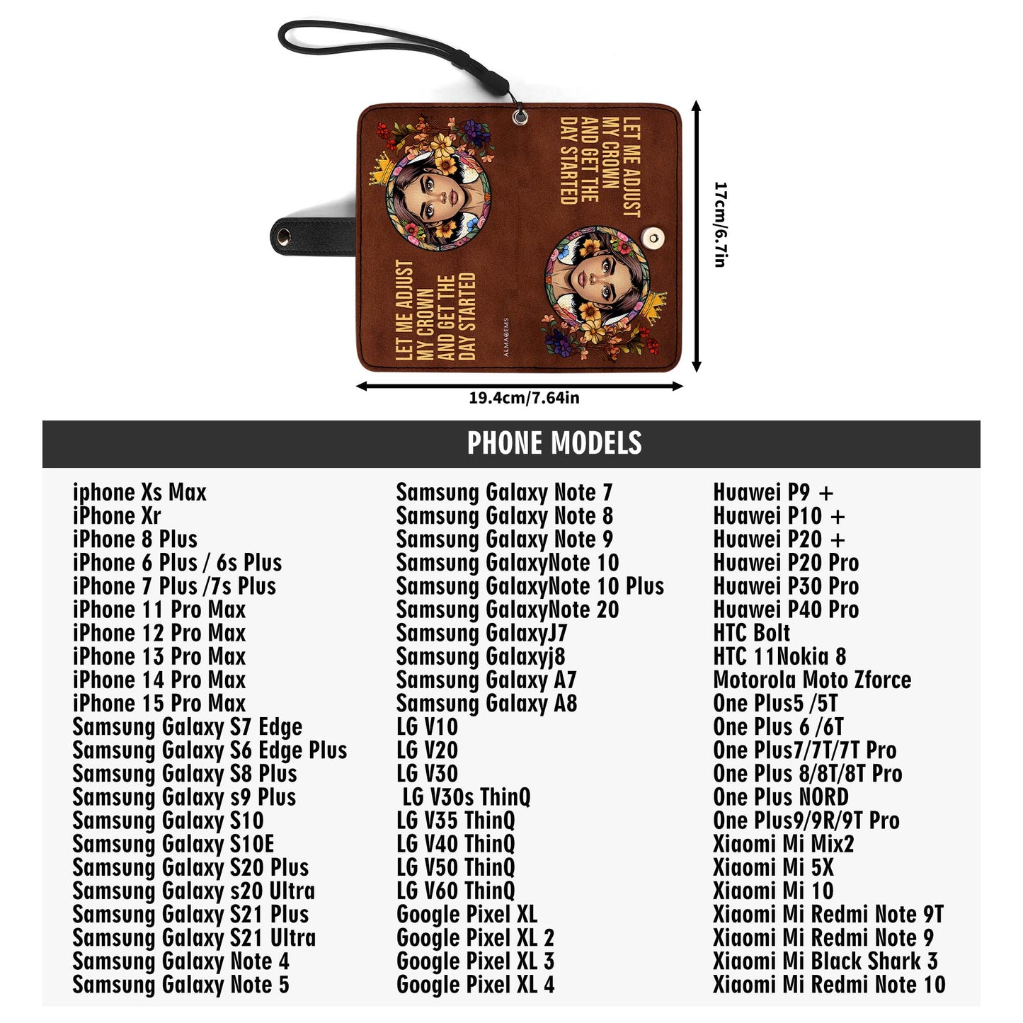 Portefeuille en cuir personnalisé pour téléphone - QCUSTOM13PW