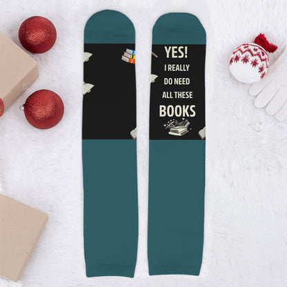 Yes I Really Do Need All These Books Socks - Personalized Crew Socks - READ001_CSOCK