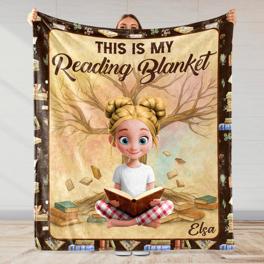 This Is My Reading Blanket With Books and Young Girl