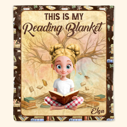 This Is My Reading Blanket With Books and Young Girl