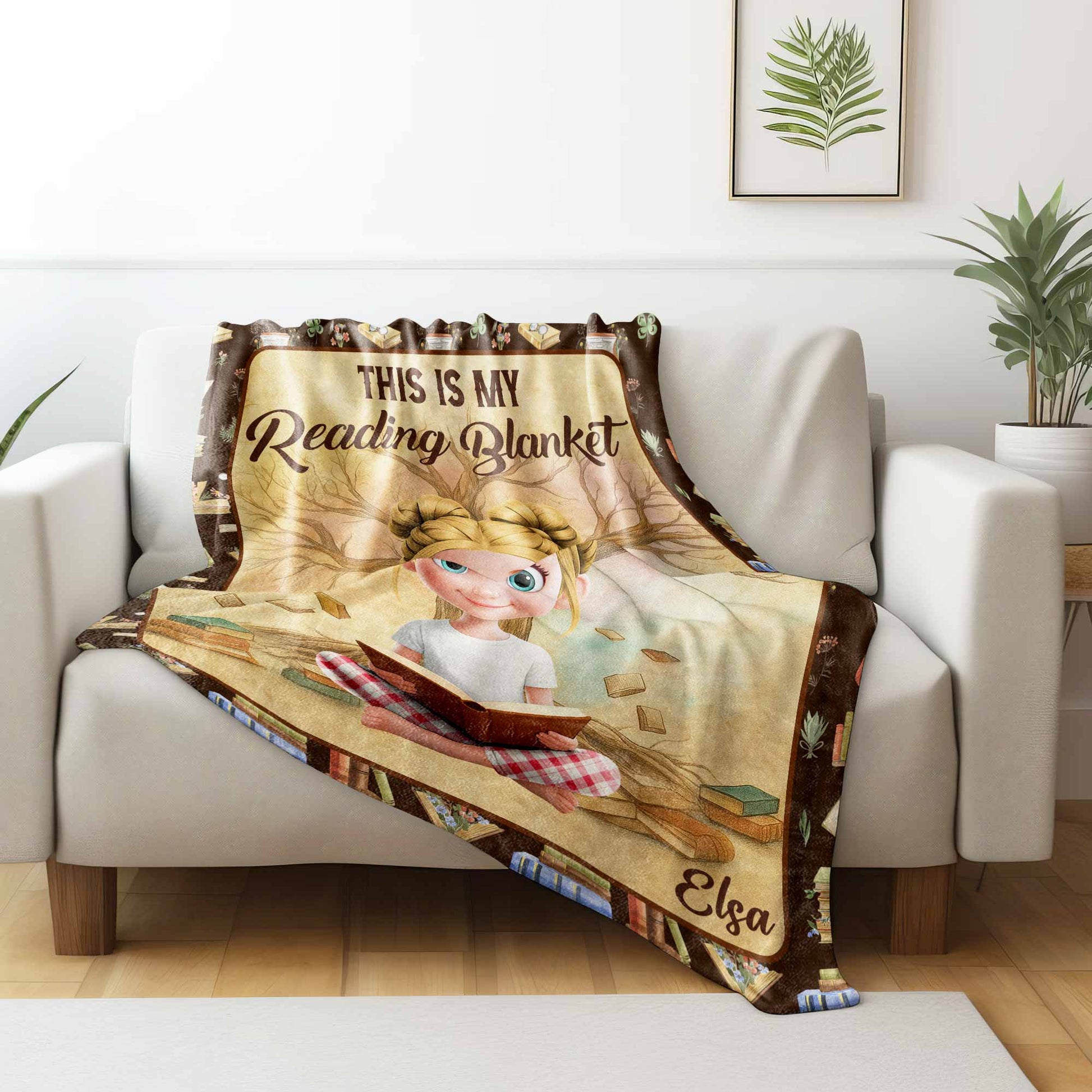 This Is My Reading Blanket With Books and Young Girl