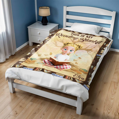 This Is My Reading Blanket With Books and Young Girl