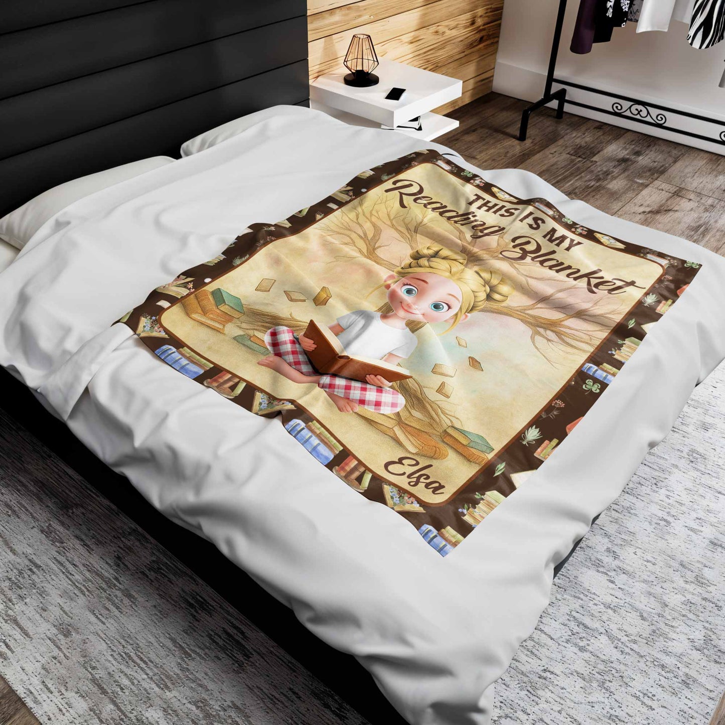 This Is My Reading Blanket With Books and Young Girl