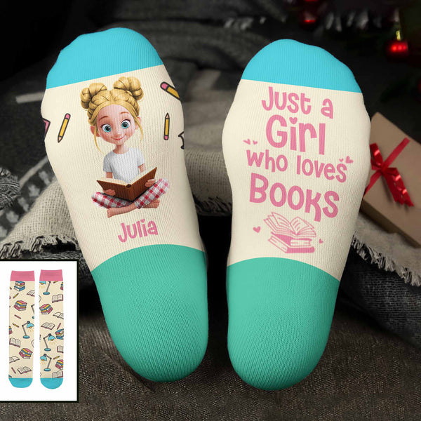 Just A Girl Who Loves Books, Fun Reading Socks