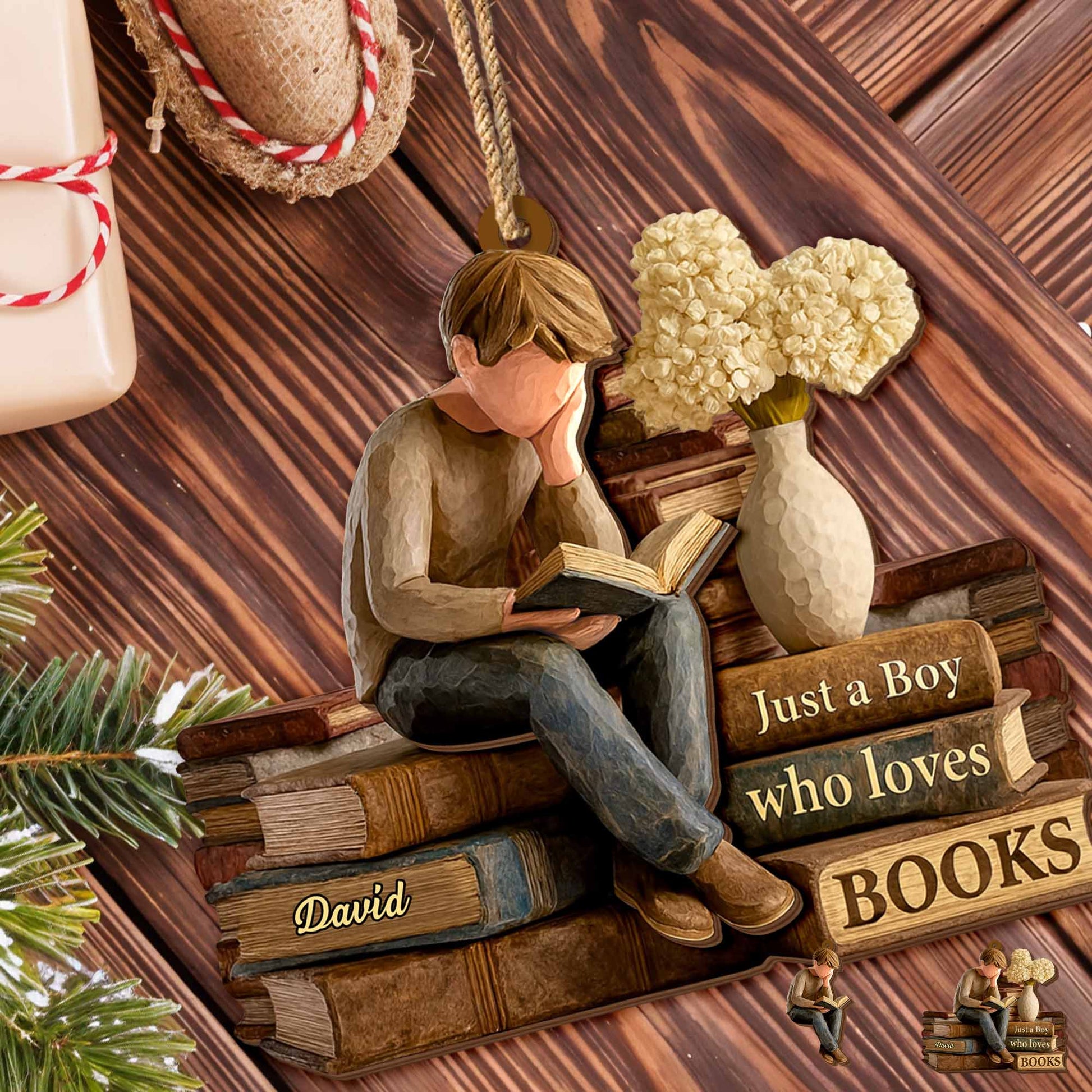 Just A Boy Who Loves Books Ornament